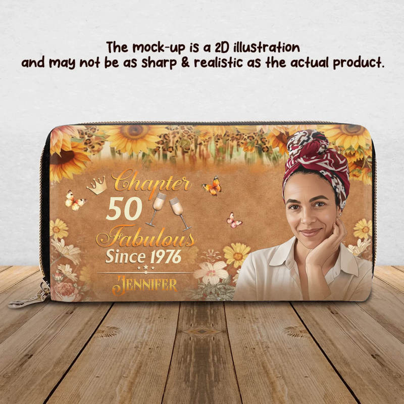 Personalized “Made in 1967” Birthday Long Wallet – Custom Photo & Name Zipper Wallet – 60 Years of Perfection Gift for Women