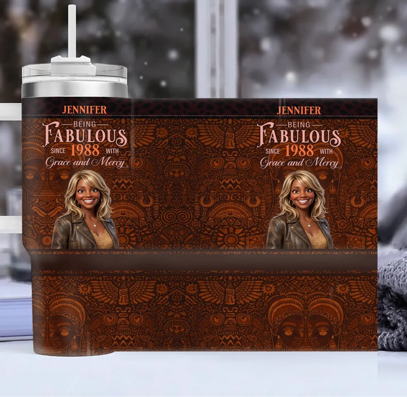 Personalized Mom Tumbler 40oz - Mother's Day Gift Idea For Mom/ Grandma - Being Fabulous Since 1988 with Grace and Mercy