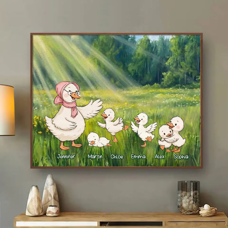 Personalized Nana Goose Poster – Custom Grandma & Grandkids Names with up to 5 Kids – Cute Family Gift for Nana from Grandchildren