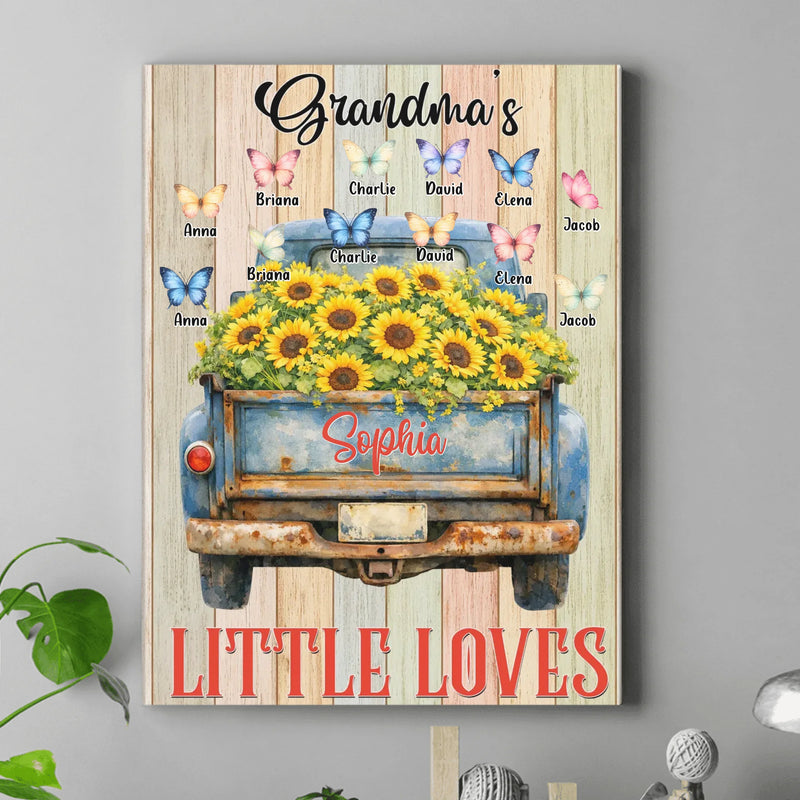 Personalized Grandma Canvas - Mother's Day Gift Idea for Grandma/ Mom with up to 12 Kids - Grandma's Little Loves