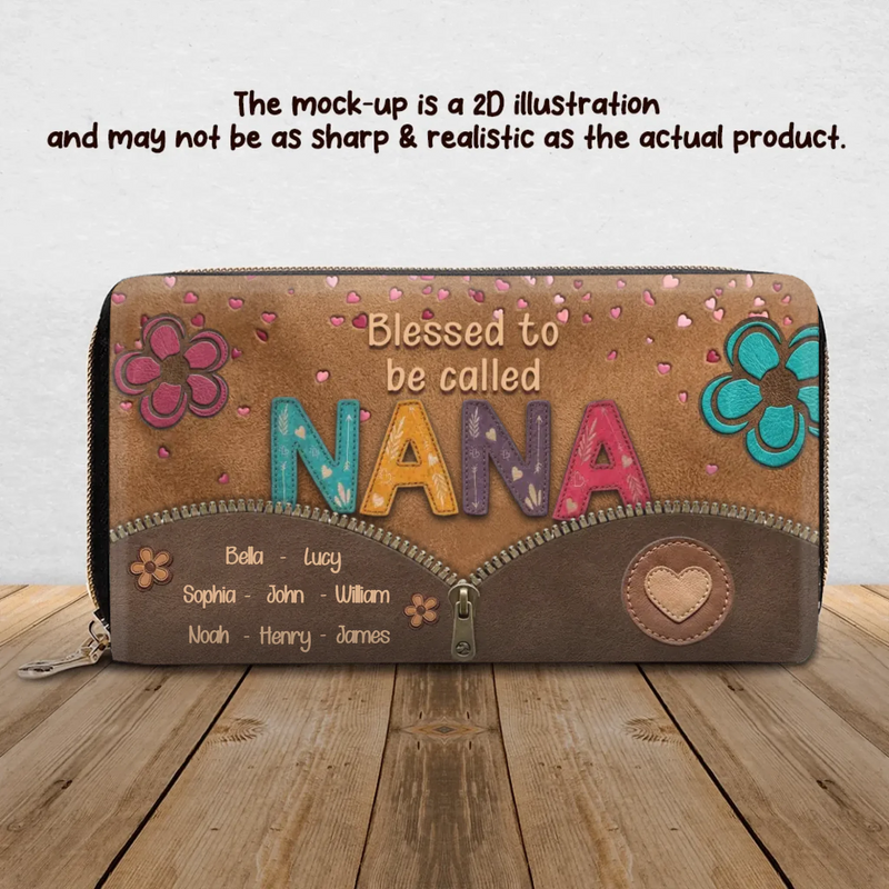Personalized Nana Long Wallet - Mother's Gift Idea with up to 8 Kids - Blessed To Be Called Nana