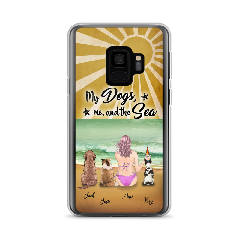 Custom Personalized Dog Mom Phone Case - Gifts For Dog Lovers With Upto 3 Dogs - My Dogs,Me And The Sea