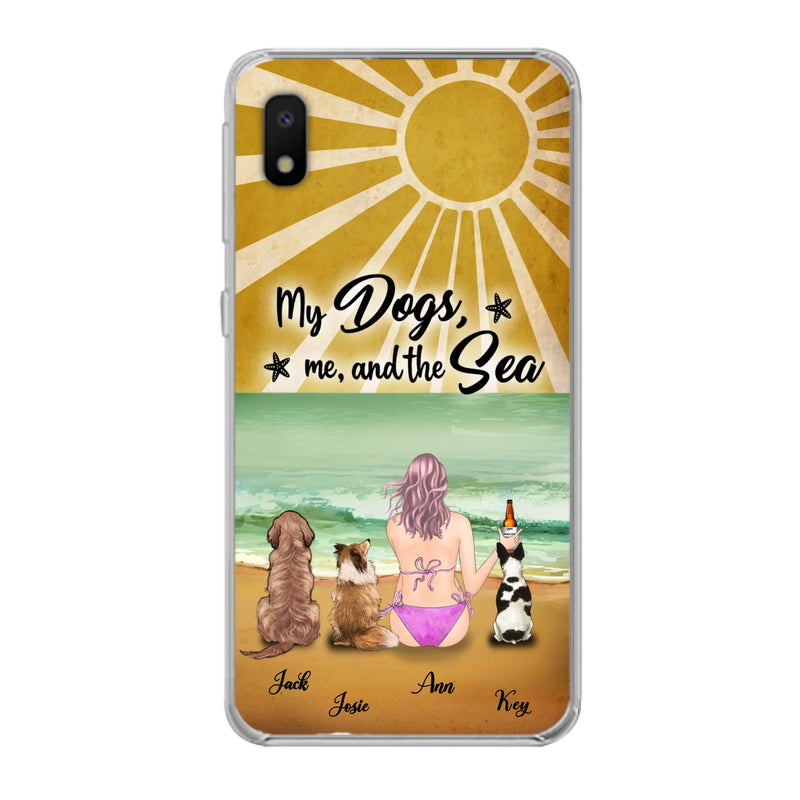 Custom Personalized Dog Mom Phone Case - Gifts For Dog Lovers With Upto 3 Dogs - My Dogs,Me And The Sea