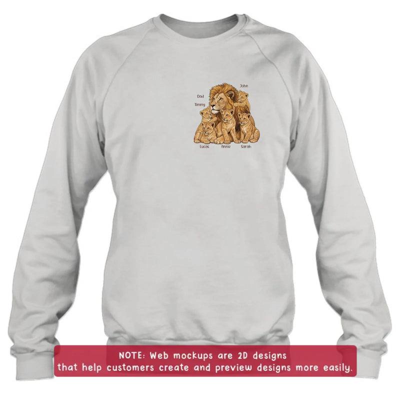 Personalized Dad Lion Embroidered Shirt/ Hoodie - Custom Names - Meaningful Father's Day Gift for Dad with up to 5 Kids
