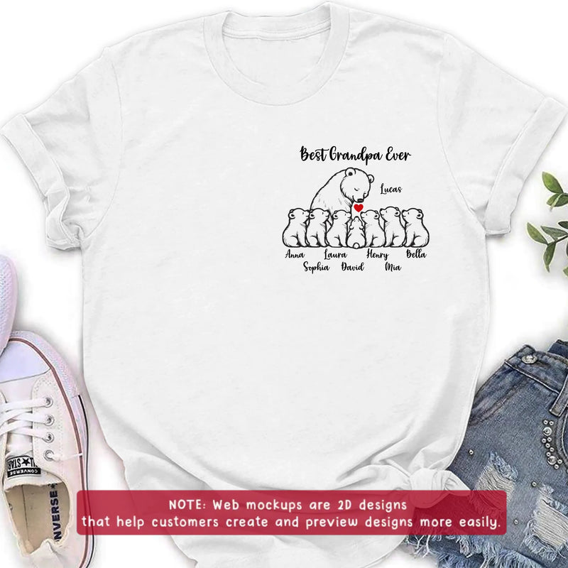 Personalized Best Grandpa Ever Embroidered Shirt/ Hoodie – Custom Grandpa & Grandkids Bear Family Tee with up to 7 Kids