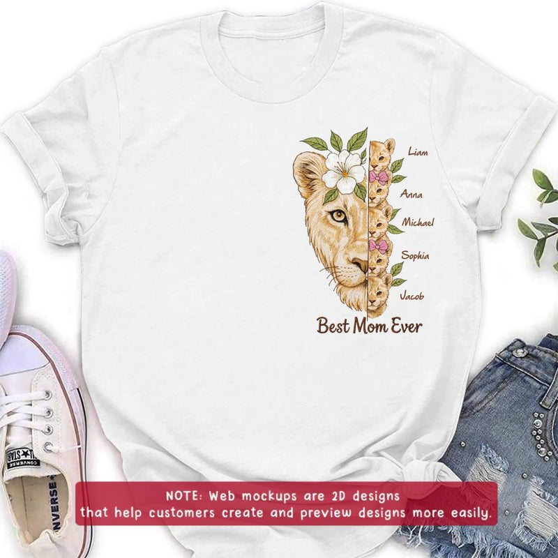 Personalized Lion Mom Embroidered Shirt/ Hoodie with Kids Names – Best Mom Ever Custom Family Shirt, Mother’s Day Gift for Mom from Children with up to 5 Kids