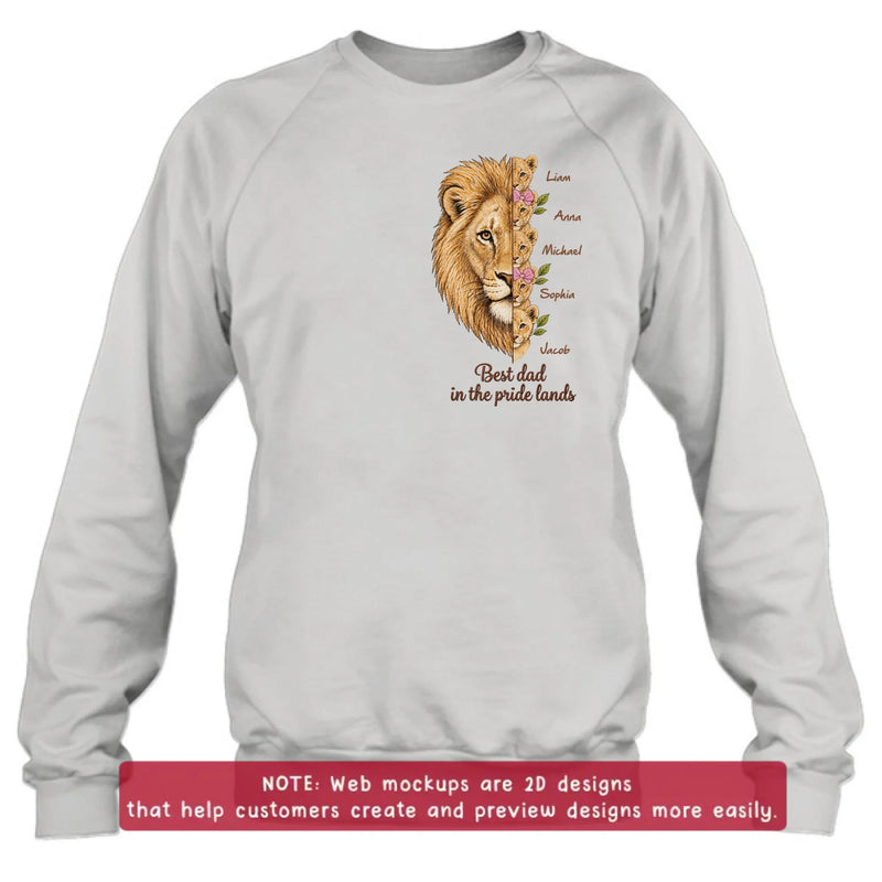 Personalized Lion Dad Embroidered Shirt/ Hoodie – Father’s Day Gift for Dad & Grandpa with up to 5 Kids