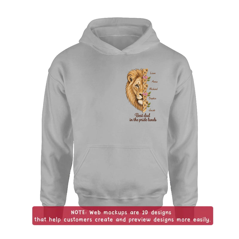 Personalized Lion Dad Embroidered Shirt/ Hoodie – Father’s Day Gift for Dad & Grandpa with up to 5 Kids