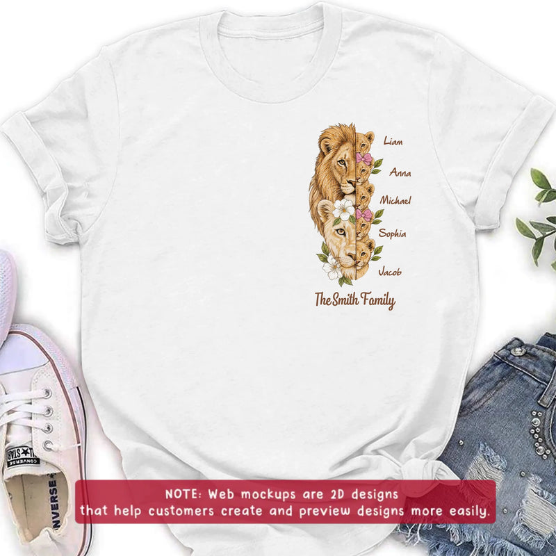 Personalized Lion Family Embroidered Shirt/ Hoodie – Custom Family Gift for Mom, Dad & up to 5 Kids