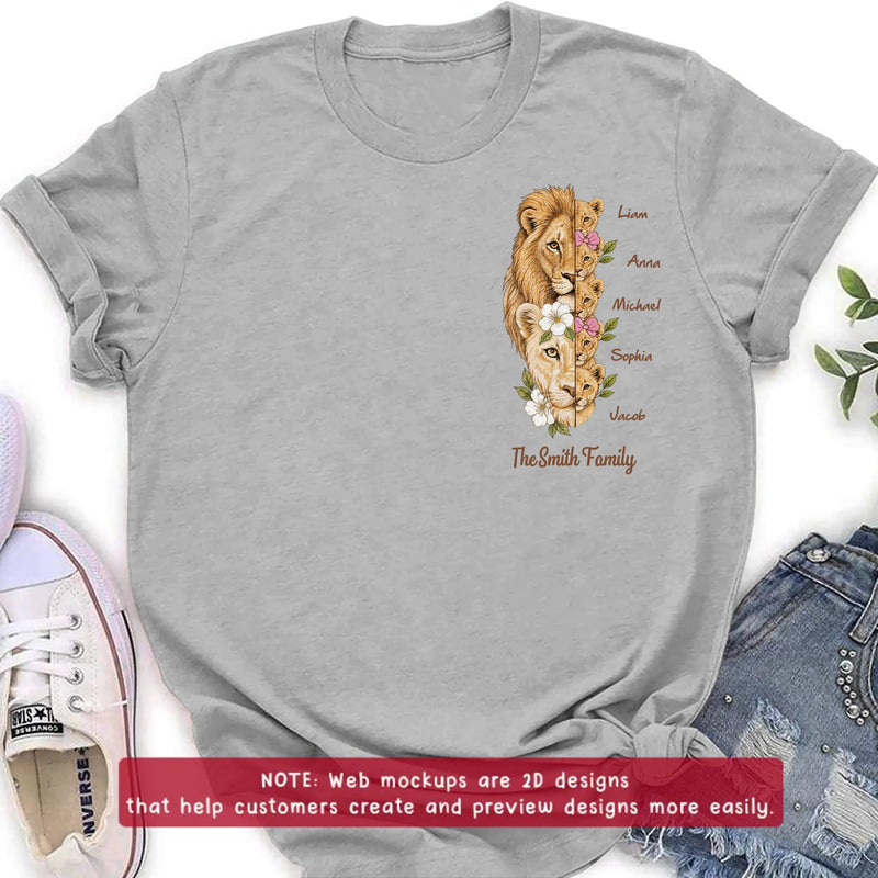 Personalized Lion Family Embroidered Shirt/ Hoodie – Custom Family Gift for Mom, Dad & up to 5 Kids