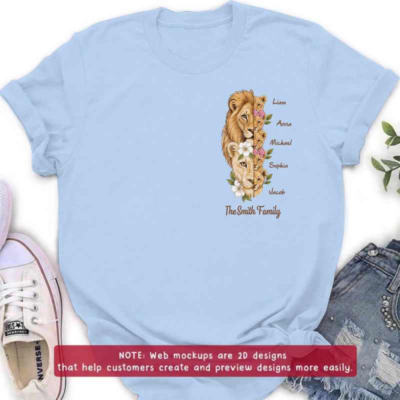 Personalized Lion Family Embroidered Shirt/ Hoodie – Custom Family Gift for Mom, Dad & up to 5 Kids