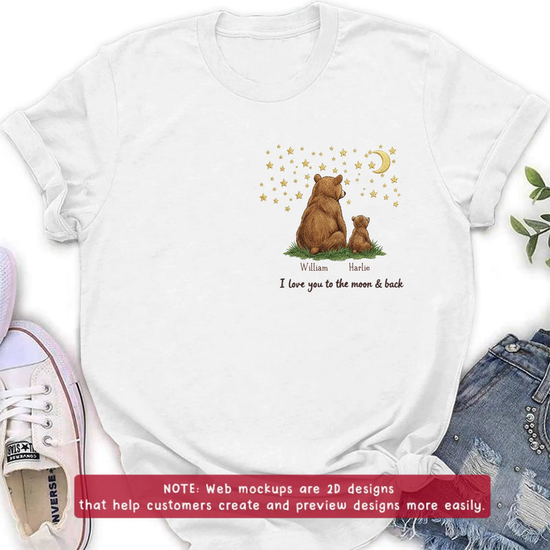 Personalized Bear Dad Embroidered Shirt/ Hoodie - Gift Idea For Father's Day - Up to 5 Kids - We Love You To The Moon & Back