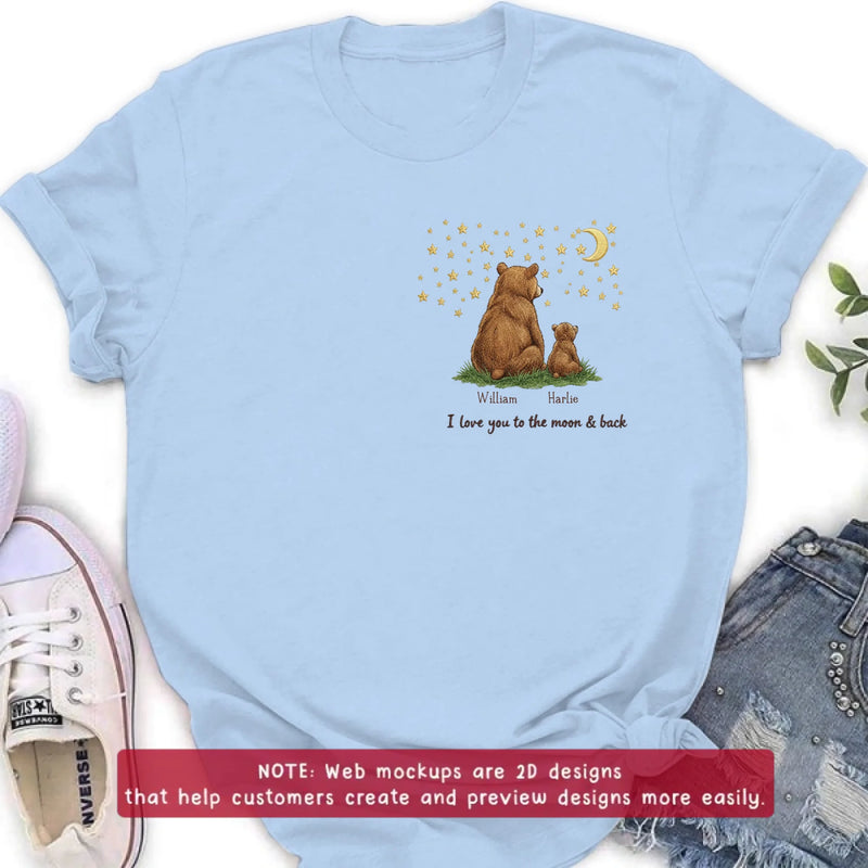 Personalized Bear Dad Embroidered Shirt/ Hoodie - Gift Idea For Father's Day - Up to 5 Kids - We Love You To The Moon & Back