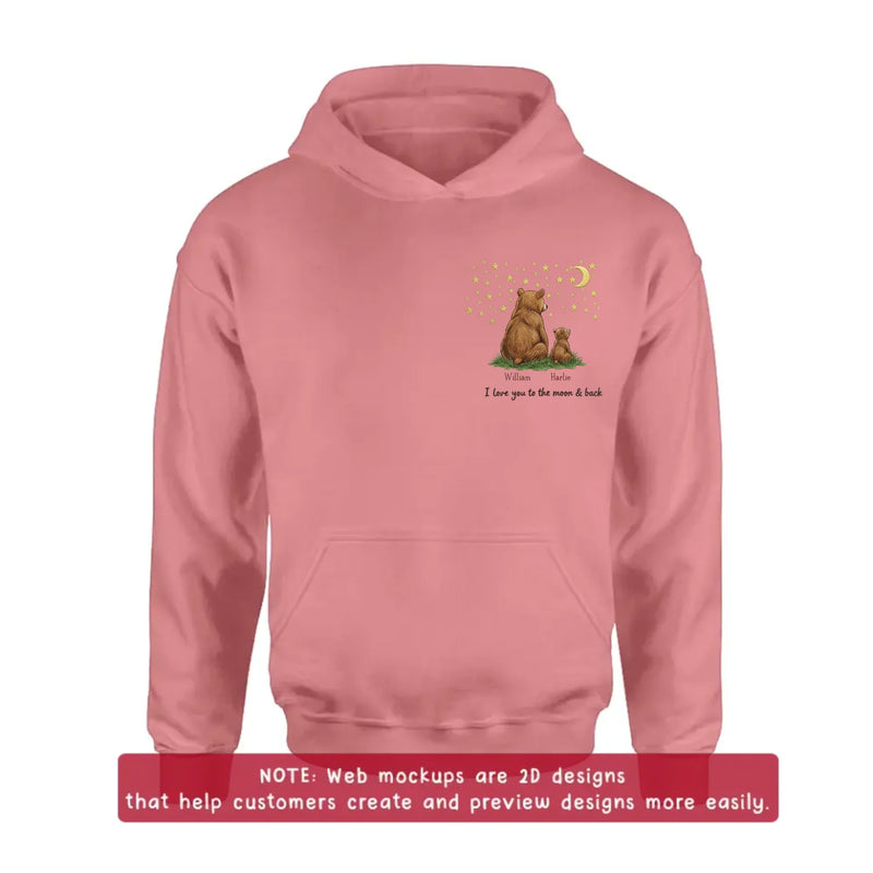 Personalized Bear Dad Embroidered Shirt/ Hoodie - Gift Idea For Father's Day - Up to 5 Kids - We Love You To The Moon & Back
