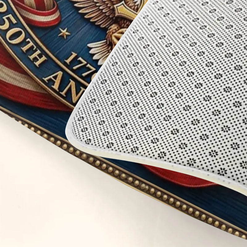 Personalized Christian Patriotic Doormat – 250 Years of Freedom Eagle Cross Welcome Mat, Custom Family Religious Independence Day