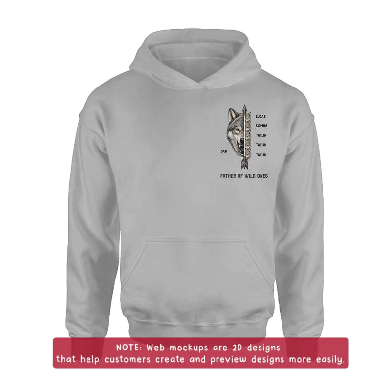 Personalized Father Of Wild Ones Embroidered Shirt/ Hoodie - Gift Idea For Father's Day - Up to 5 Kids