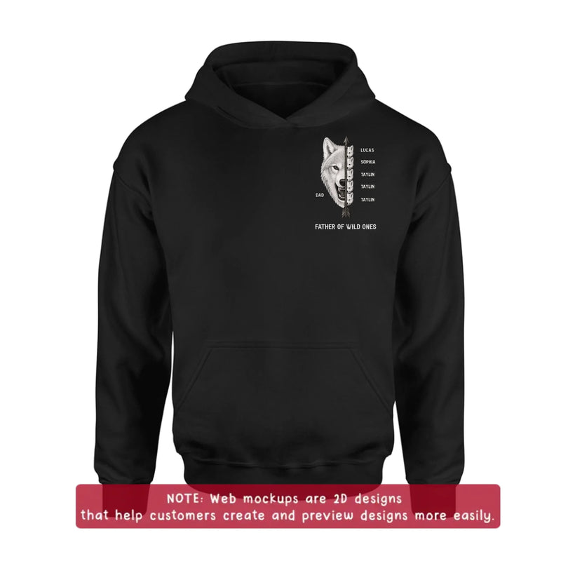 Custom Personalized Father Of Wild Ones Embroidered Shirt/ Hoodie - Gift Idea For Father's Day - Up to 5 Kids