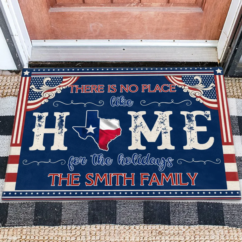 Custom Personalized USA State Home Doormat - Gift Idea For Family - There Is No Place Like Home