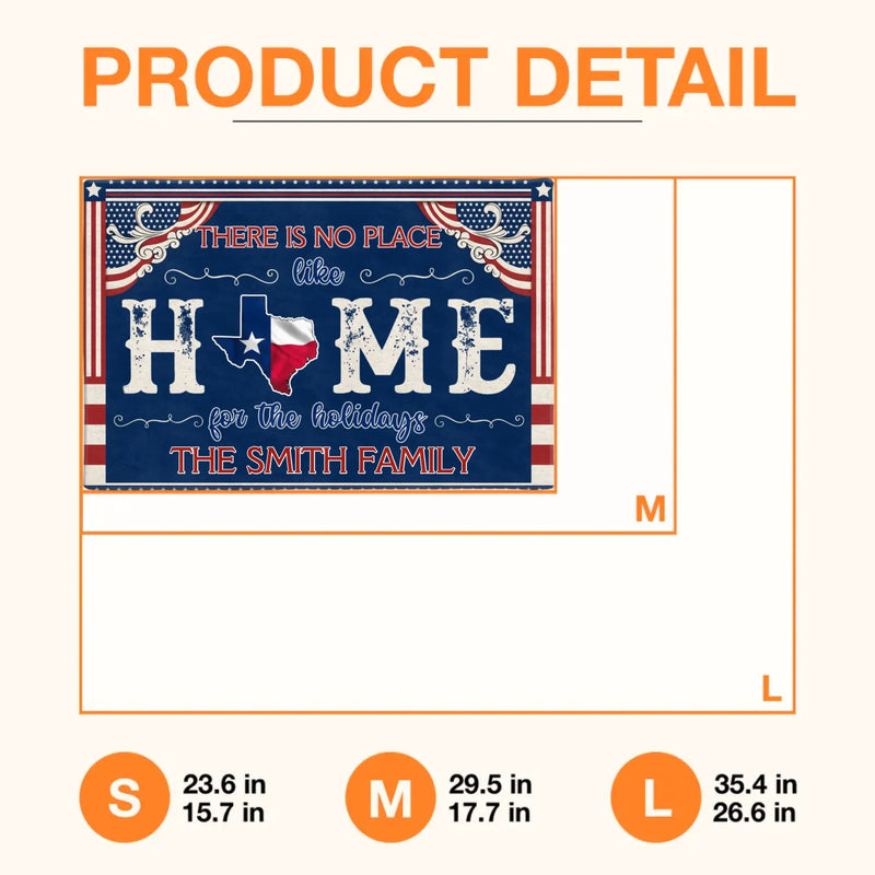 Custom Personalized USA State Home Doormat - Gift Idea For Family - There Is No Place Like Home