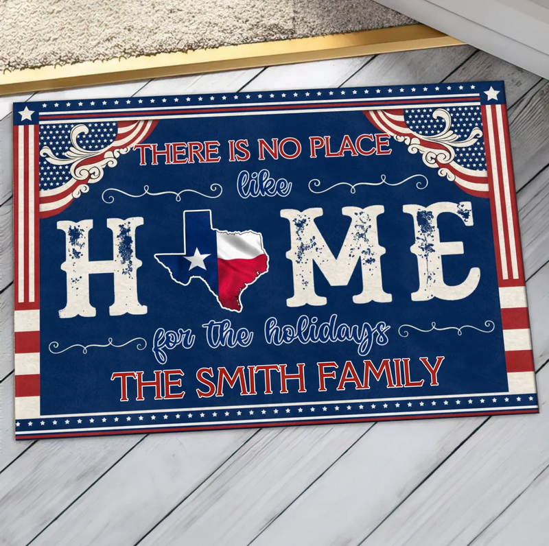 Custom Personalized USA State Home Doormat - Gift Idea For Family - There Is No Place Like Home