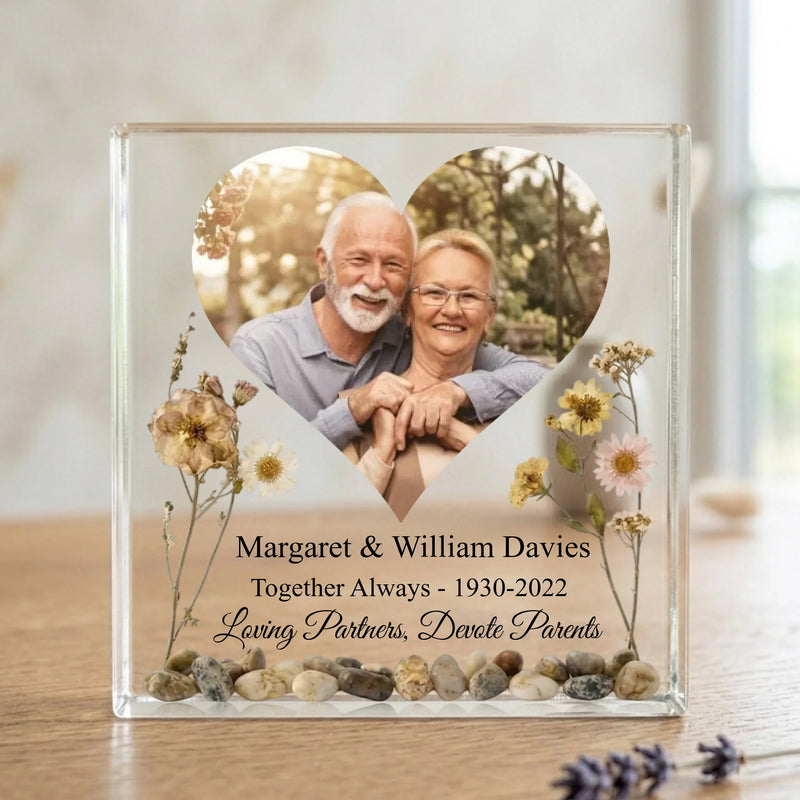 Personalized Couple Memorial Acrylic Plaque - Sympathy Gift for Loss of Parents, Grandparents or Loved Ones - Upload Photo