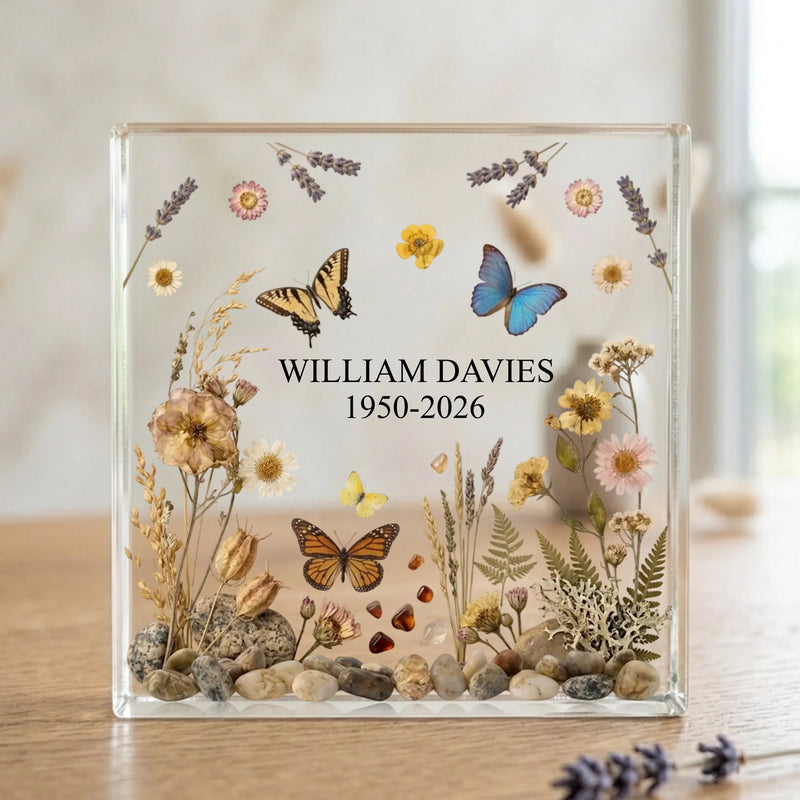 Personalized Butterfly Memorial Acrylic Plaque – Sympathy Gift for Loss of Dad, Mom or Loved One