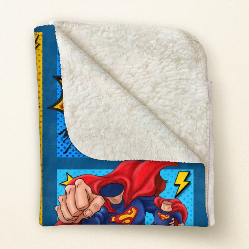 Personalized Daddy Superhero Fleece Throw Blanket/ Quilt - Father's Day Gift Idea - Thank You