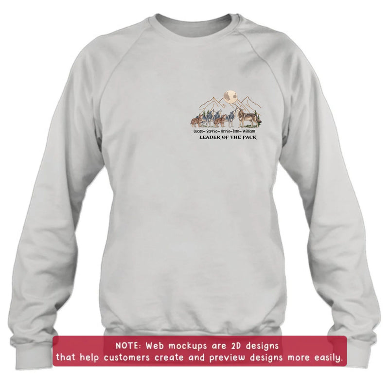 Personalized Wolf Family Embroidered Shirt/ Hoodie - Leader Of The Pack - Custom Dad & Kids with up to 5 Kids - Father's Day/ Birthday Gift Idea