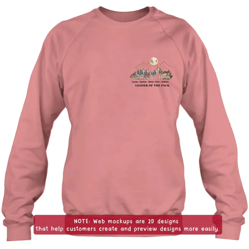 Personalized Wolf Family Embroidered Shirt/ Hoodie - Leader Of The Pack - Custom Dad & Kids with up to 5 Kids - Father's Day/ Birthday Gift Idea
