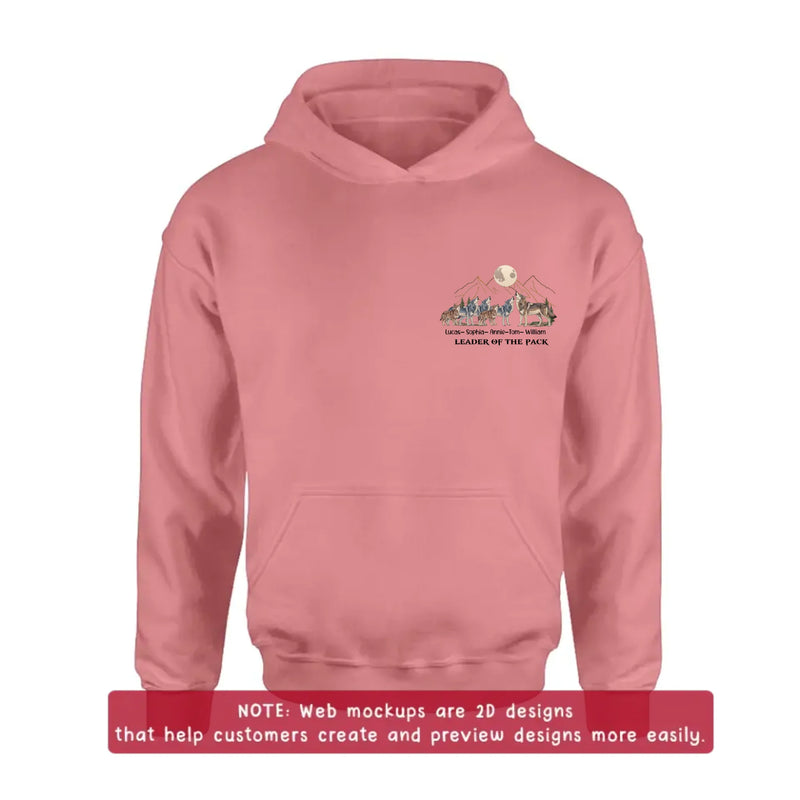 Personalized Wolf Family Embroidered Shirt/ Hoodie - Leader Of The Pack - Custom Dad & Kids with up to 5 Kids - Father's Day/ Birthday Gift Idea
