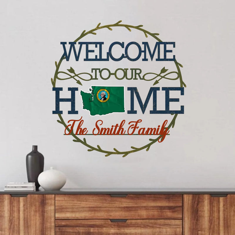 Personalized Home USA Metal Sign - Family Gift Idea - Welcome To Our Home