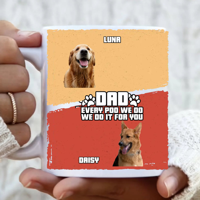 Personalized Funny Dog Dad Coffee Mug – Upload Photo - Up to 7 Dogs - Gift Idea For Dog Lover, Father's Day