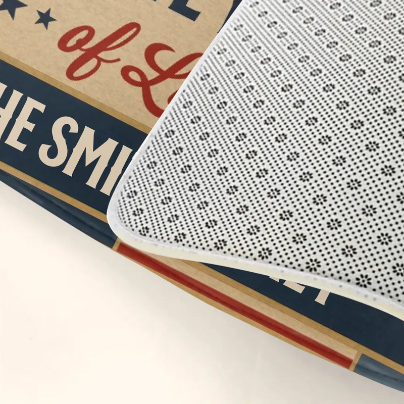 Personalized Patriotic Family Doormat – Vintage American Flag Welcome Mat for July 4th