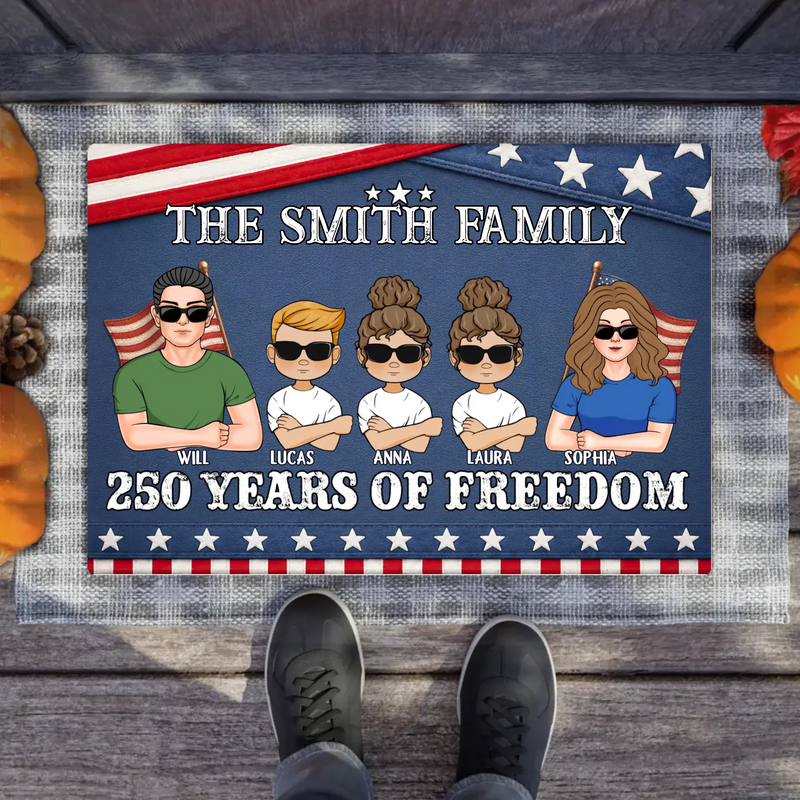 Custom Personalized Family Doormat - Up To 5 Family Members – Independence Day Home Decor Gift - 250 Years Of Freedom