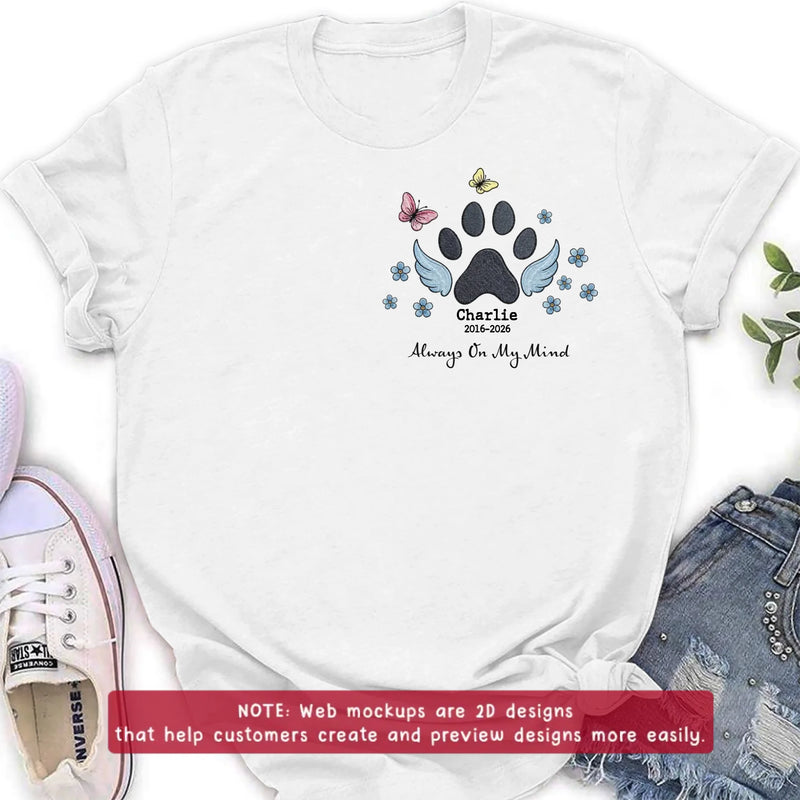 Personalized Embroidered Pet Memorial Embroidered Shirt/ Hoodie – Custom Paw Print Angel Wings Embroidery Shirt, Dog Memorial Gift with Name & Dates