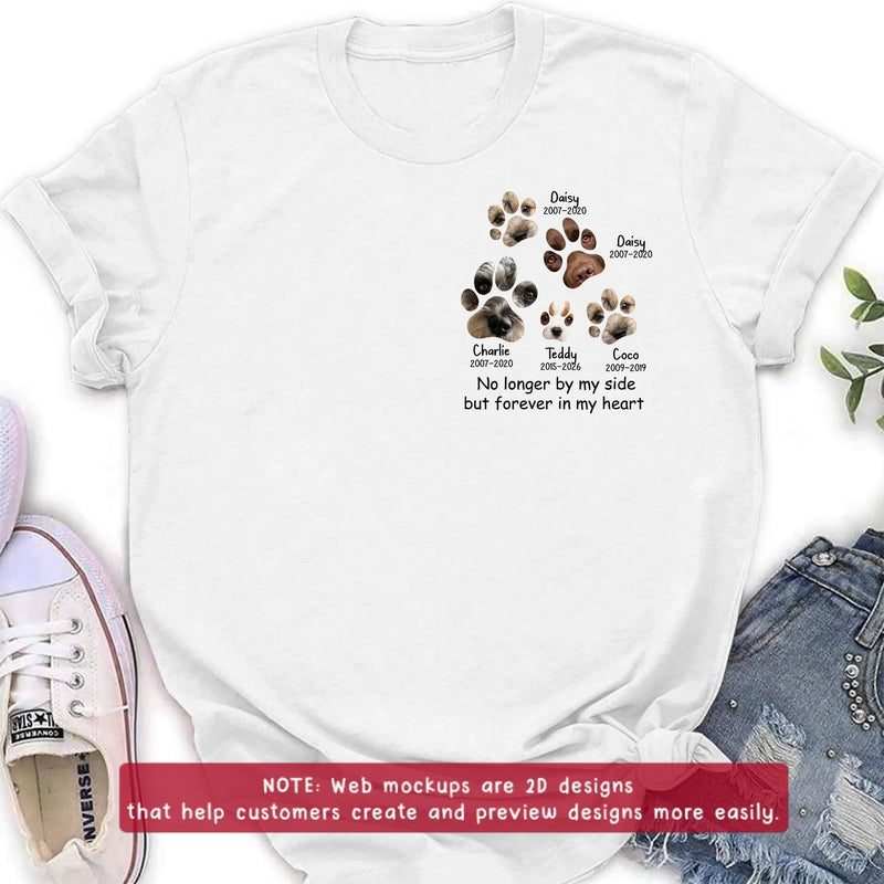 Personalized Memorial Dog Paw Embroidered Shirt/ Hoodie – Custom Pet Names & Dates - Upload Up to 5 Photos – No Longer By My Side But Forever In My Heart