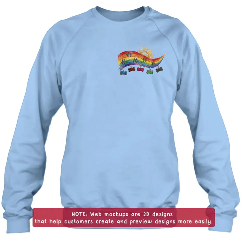 Personalized Pet Memorial Embroidered Shirt/ Hoodie - Custom Rainbow Bridge Dog Memorial - Pet Loss Gift for Dog Mom Dog Dad, Up to 5 Pets
