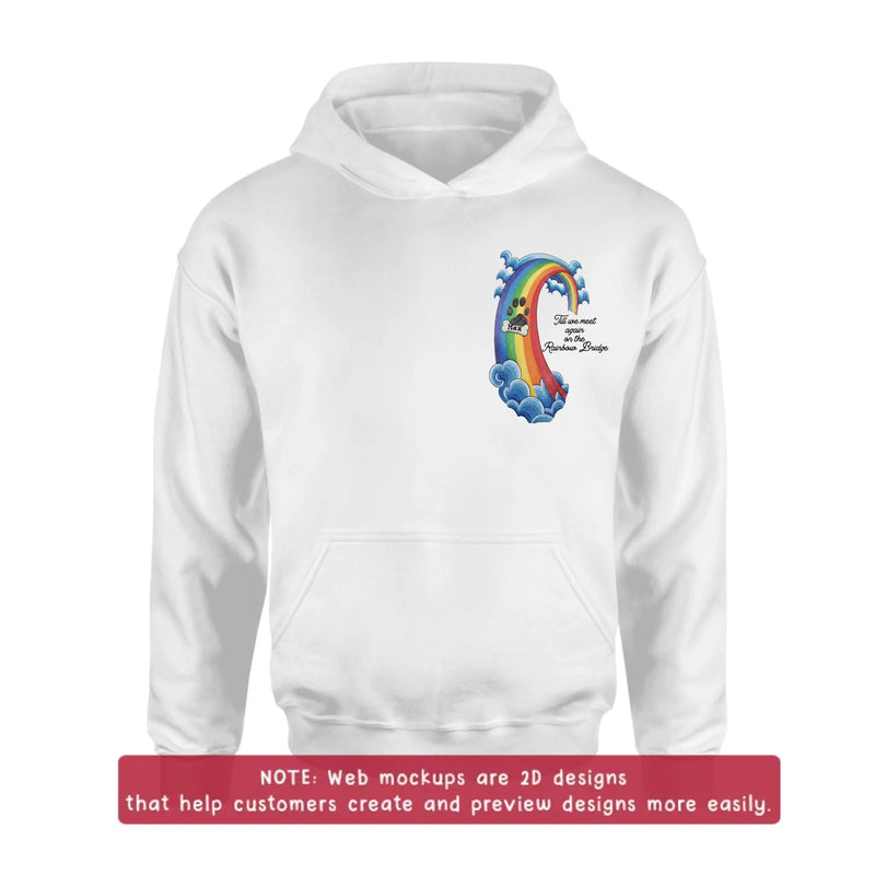 Personalized Rainbow Bridge Pet Memorial Embroidered Shirt/ Hoodie - Pet Loss Remembrance Gift with Up to 5 Pet Names - Till We Meet Again