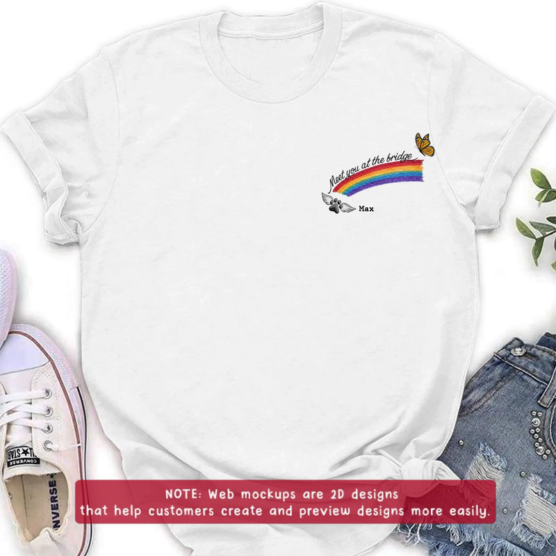 Personalized Rainbow Bridge Pet Memorial Embroidered Shirt/ Hoodie - Pet Loss Remembrance Gift with Up to 5 Pet Names - Meet You At The Bridge