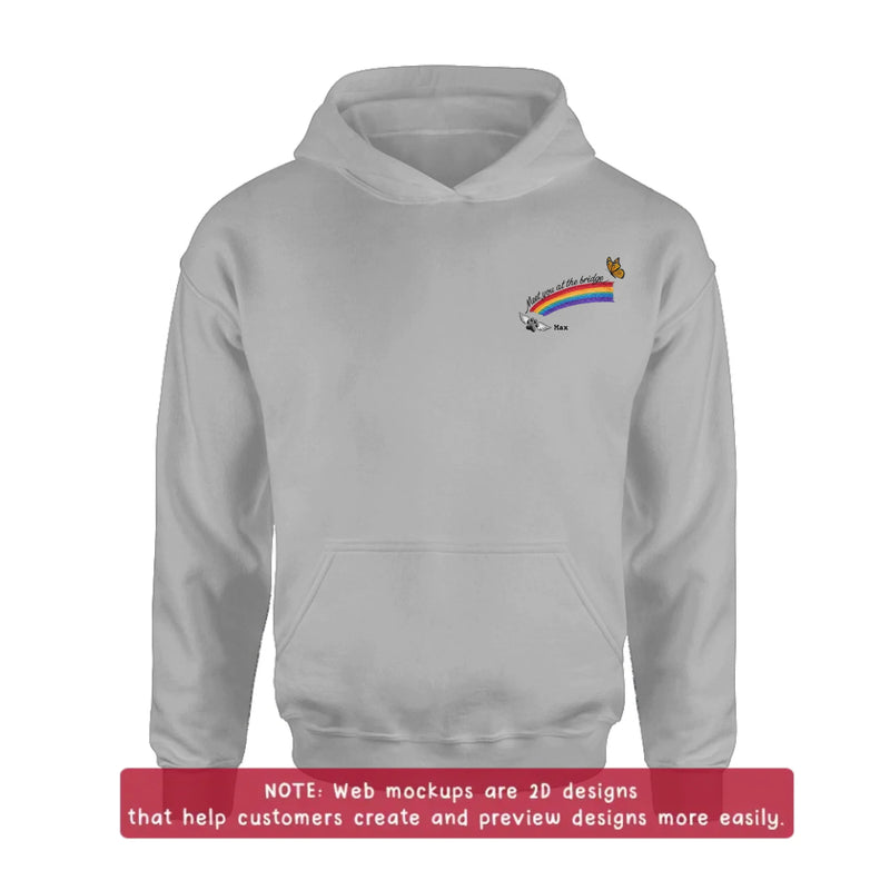 Personalized Rainbow Bridge Pet Memorial Embroidered Shirt/ Hoodie - Pet Loss Remembrance Gift with Up to 5 Pet Names - Meet You At The Bridge