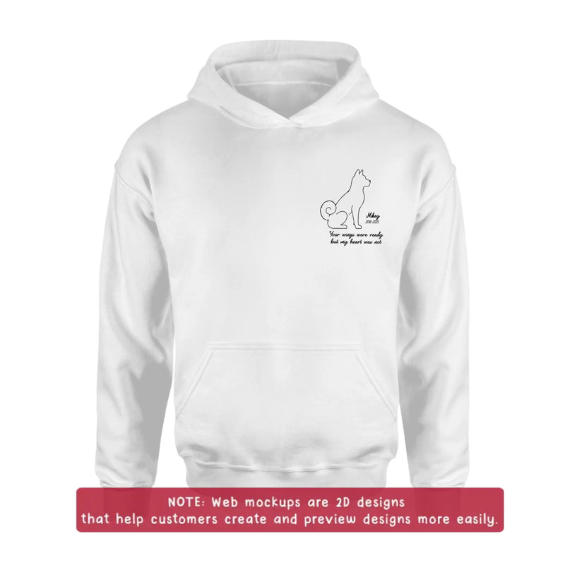 Personalized Dog Pass Away Embroidered Shirt/ Hoodie - Pet Loss Remembrance Gift - Your Wings Were Ready But My Heart Was Not
