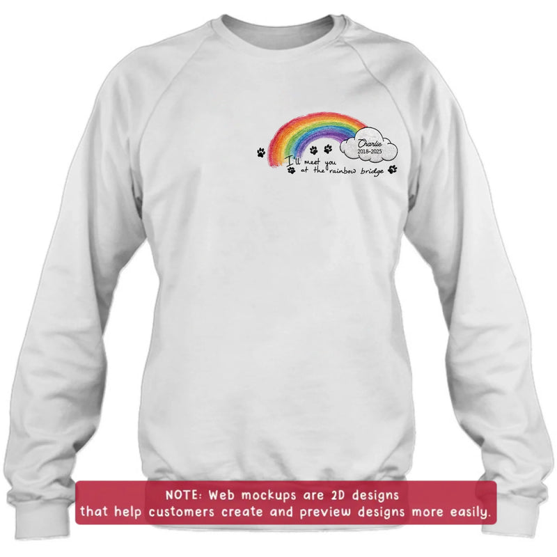 Personalized Rainbow Bridge Pet Memorial Embroidered Shirt/ Hoodie - Pet Loss Remembrance Gift with Name and Years