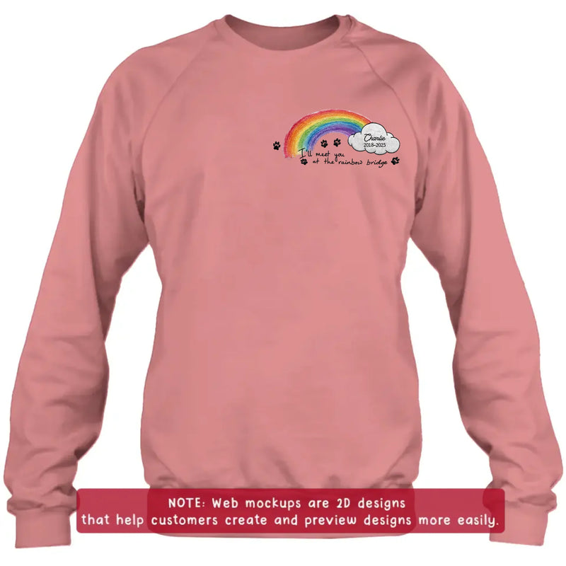 Personalized Rainbow Bridge Pet Memorial Embroidered Shirt/ Hoodie - Pet Loss Remembrance Gift with Name and Years