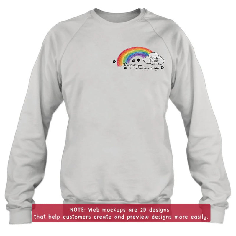 Personalized Rainbow Bridge Pet Memorial Embroidered Shirt/ Hoodie - Pet Loss Remembrance Gift with Name and Years