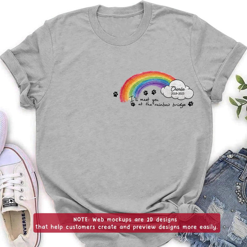 Personalized Rainbow Bridge Pet Memorial Embroidered Shirt/ Hoodie - Pet Loss Remembrance Gift with Name and Years