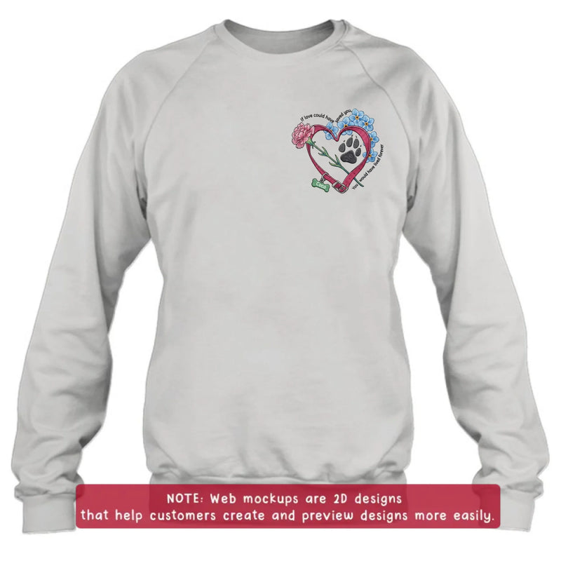 Personalized Pet Memorial Embroidered Shirt - Custom Paw Print Heart T-Shirt/ Sweatshirt/ Hoodie - Dog Memorial Gift with Name, Pet Loss Remembrance , Rainbow Bridge Keepsake