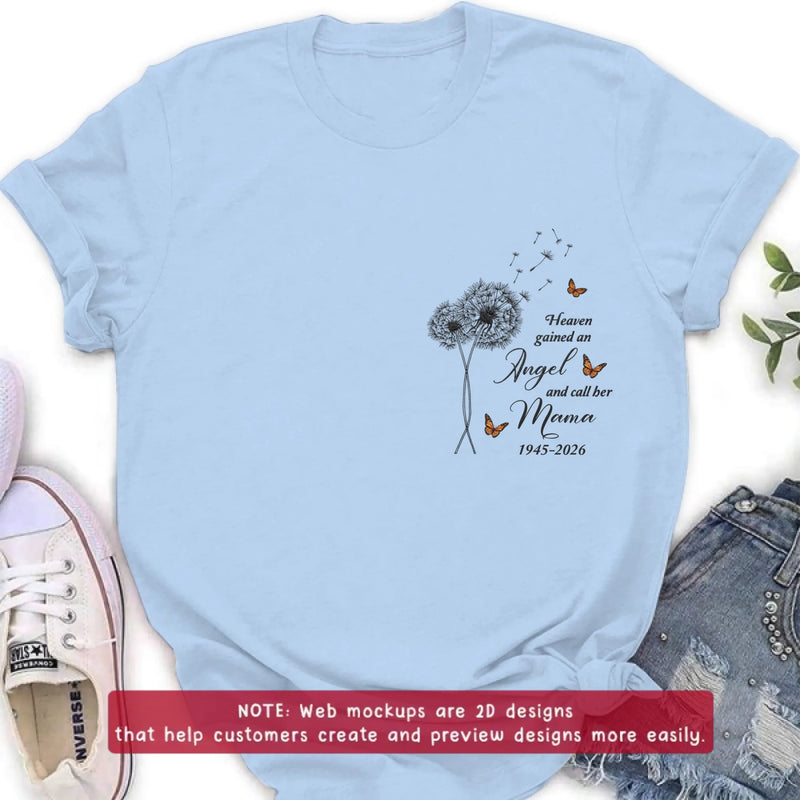 Personalized Memorial Embroidered Shirt/ Hoodie - Heaven Gained An Angel - Sympathy Gift for Loss of Mother