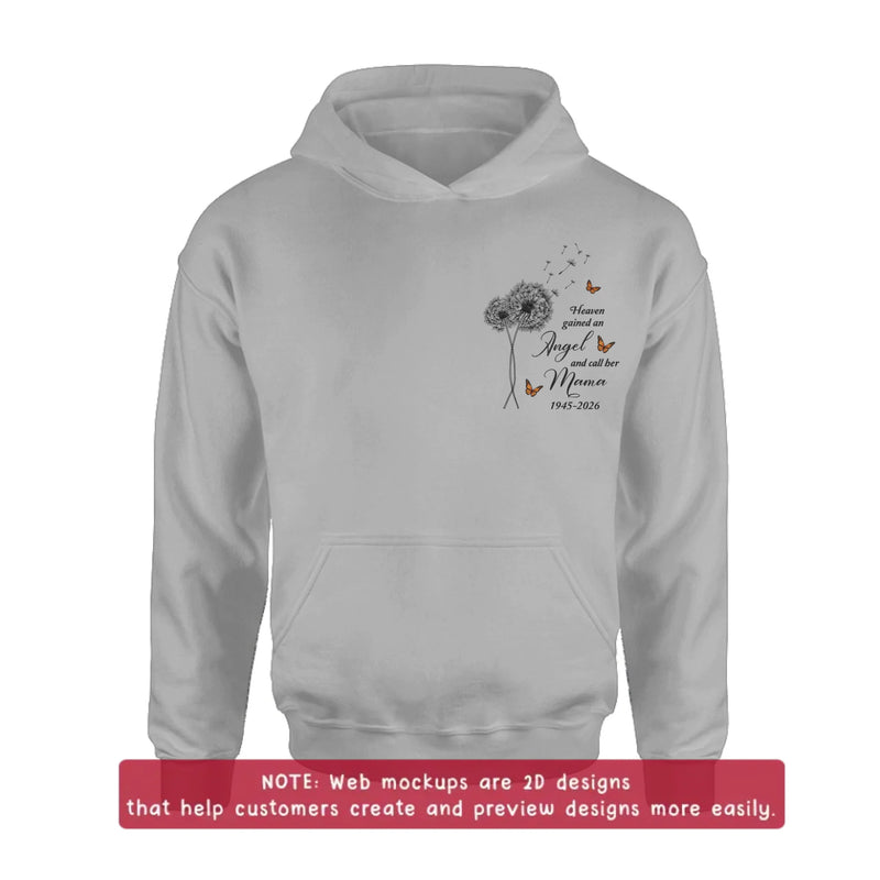 Personalized Memorial Embroidered Shirt/ Hoodie - Heaven Gained An Angel - Sympathy Gift for Loss of Mother