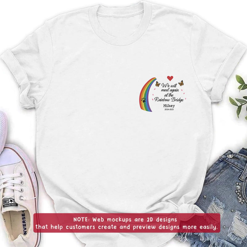 Personalized Rainbow Bridge Dog Memorial Embroidered Shirt/ Hoodie - Pet Loss Remembrance Gift - Up to 5 Pets - We Will Meet Again