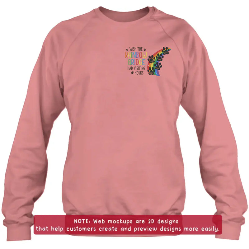 Personalized Rainbow Bridge Pet Memorial Embroidered Shirt/ Hoodie - Custom Dog Memorial - A Piece of My Heart Is at the Rainbow Bridge - Up to 5 Pet Names
